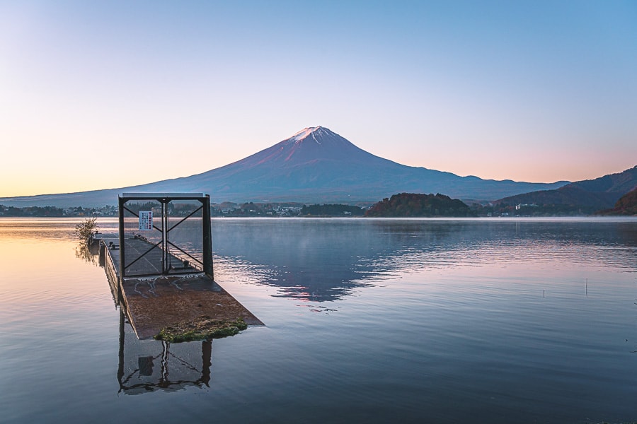 河口湖　富士山　紅葉